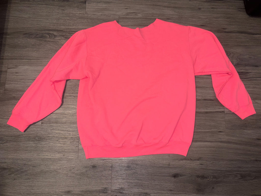 Hot Pink Glittering Boutique off shoulder sweatshirt size XL