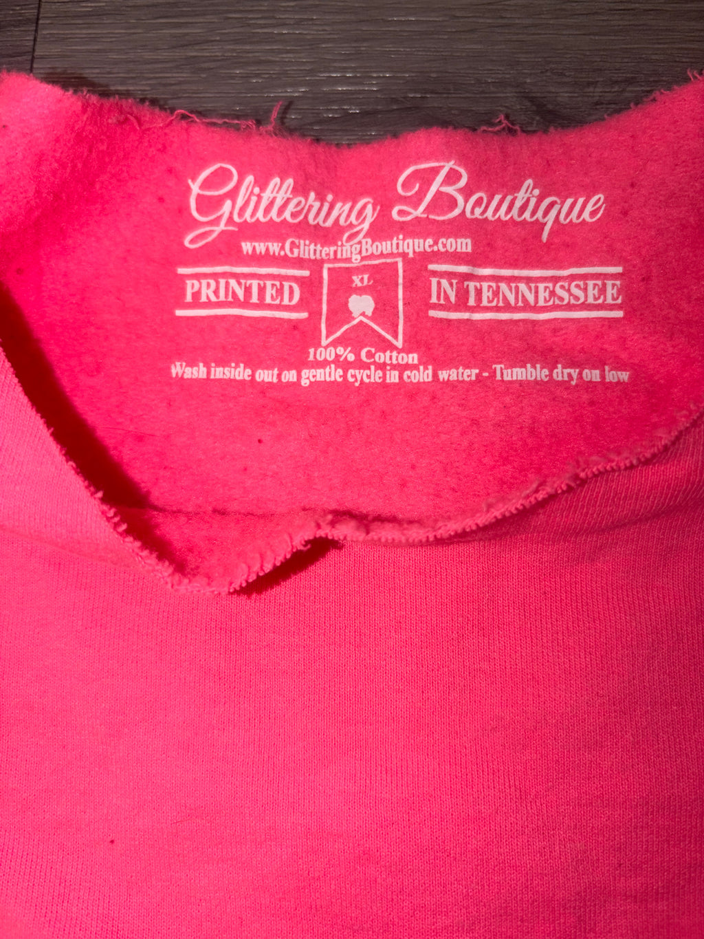 Hot Pink Glittering Boutique off shoulder sweatshirt size XL