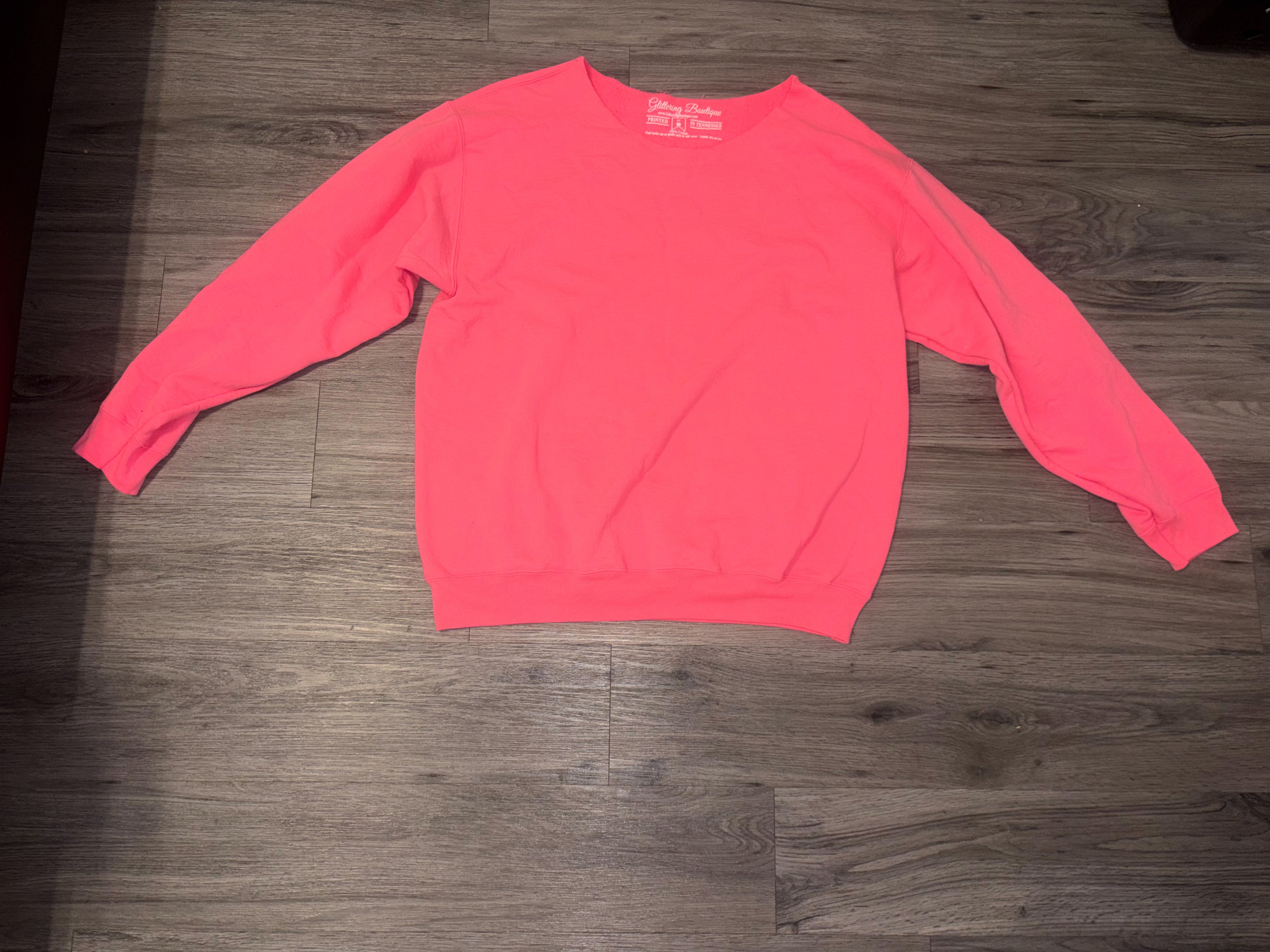Hot Pink Glittering Boutique off shoulder sweatshirt size XL